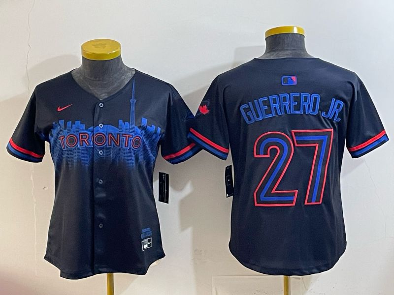 Youth 2025 Toronto Blue Jays #27 Guerrero jr black Joint Name Nike MLB Jersey style 001